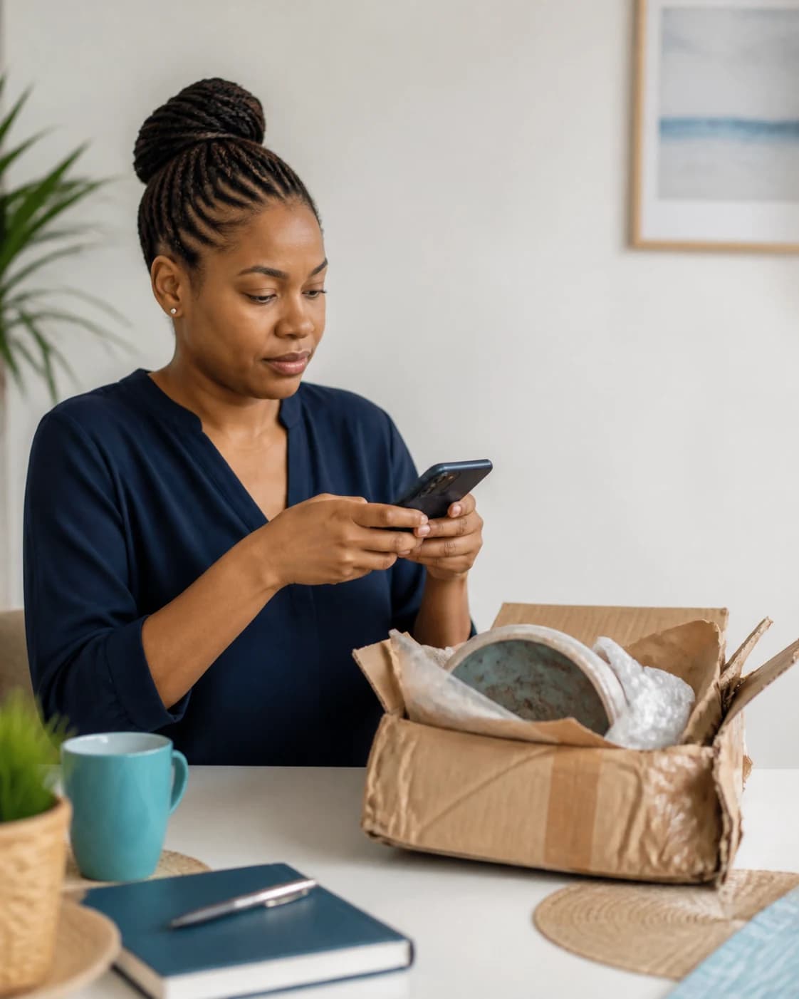 A Buyer documenting the condition of an item received in a parcel