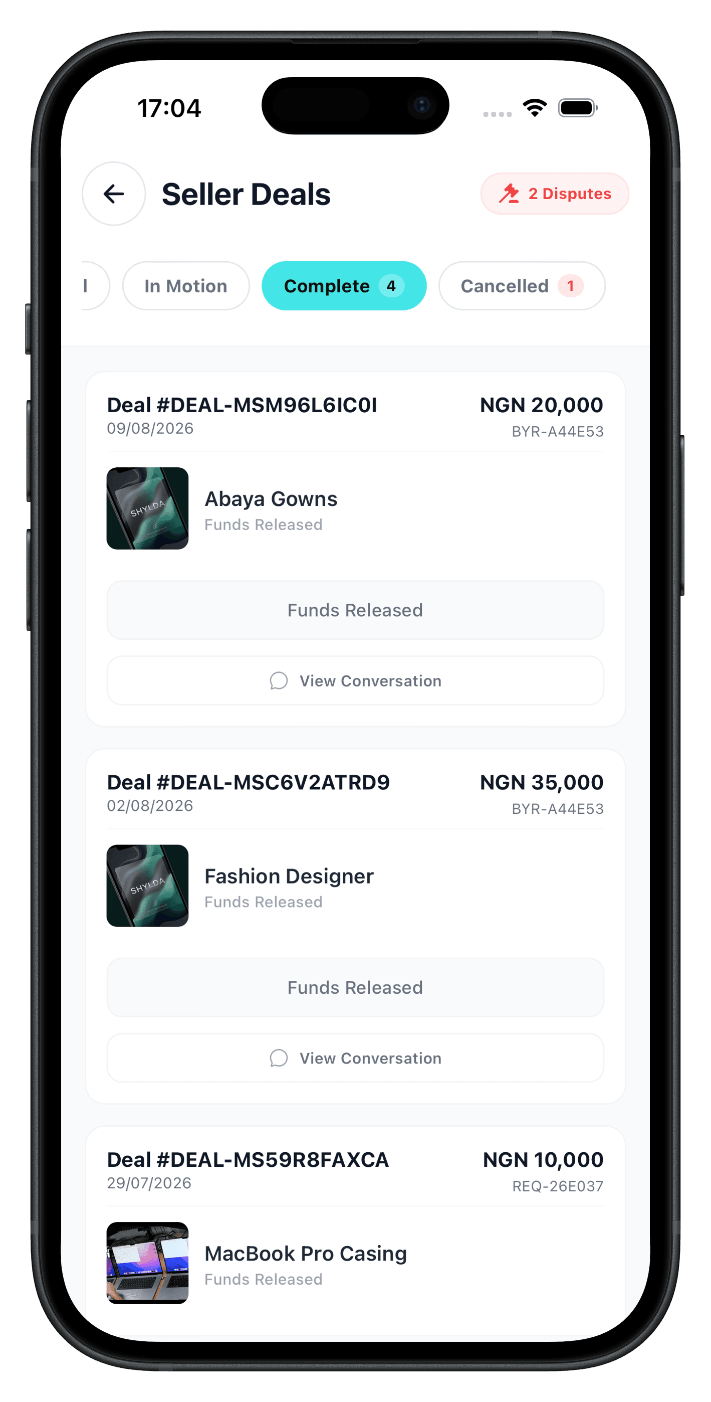 A Seller reviewing the details of a social purchase